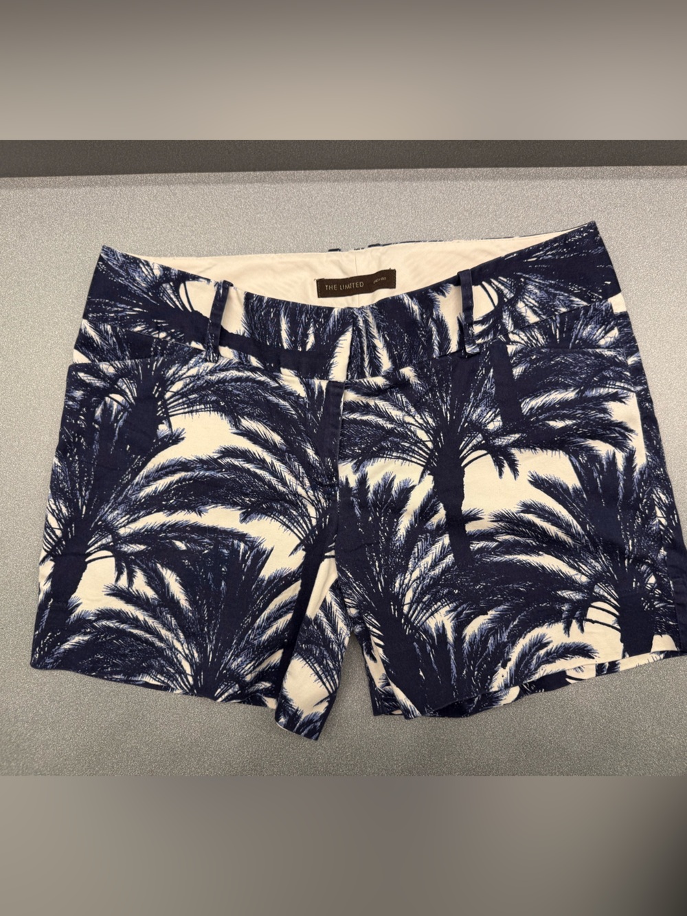 The Limited Navy and White Palm Tree Bermuda Shorts